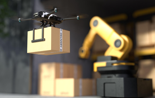 Drone picking and delivering goods