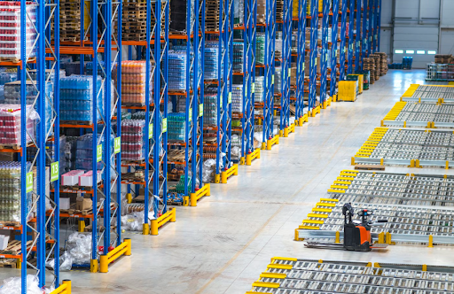 High-bay warehouse illustrating an organized warehouse layout