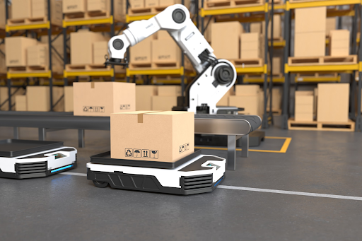 Types of warehouse robots operating in a modern fulfillment center